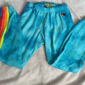 Aviator nation, tie-dye shorts, women’s small aqua blue